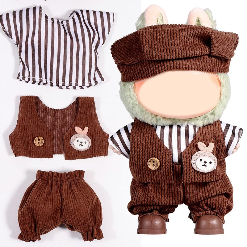 AICase for Labubu Clothes/for Labubu Outfits,Clothes Set for 17cm Lububu Doll,3 Piece Set Hat Clothing for LA BUBU, Boys and Girls Stylish Adorable Dolls Clothes Accessories (No Doll)_08 - Image 1